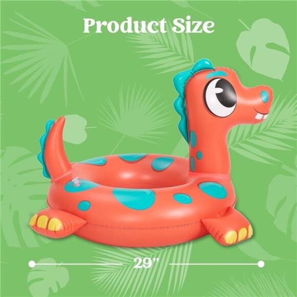 Kids 3-Pack Inflatable Pool Tubes Floats Dinosaur & Sea Turtle & Dolphin Pool - Picture 5 of 7